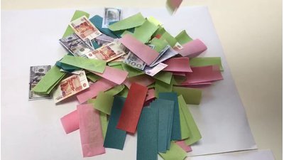 #25211 colorfull confetti 50CM,colorfull rectangle shape paper （not mettalic ），and have money design