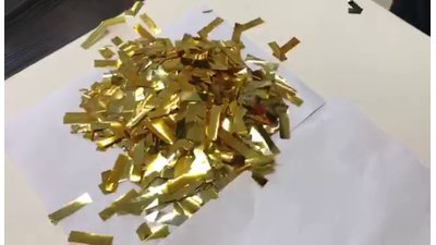 #25220 colorfull confetti 50CM，gold paper rectangle shape, PET material