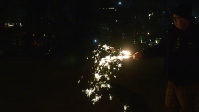 #28235 Hand hold colorful flame